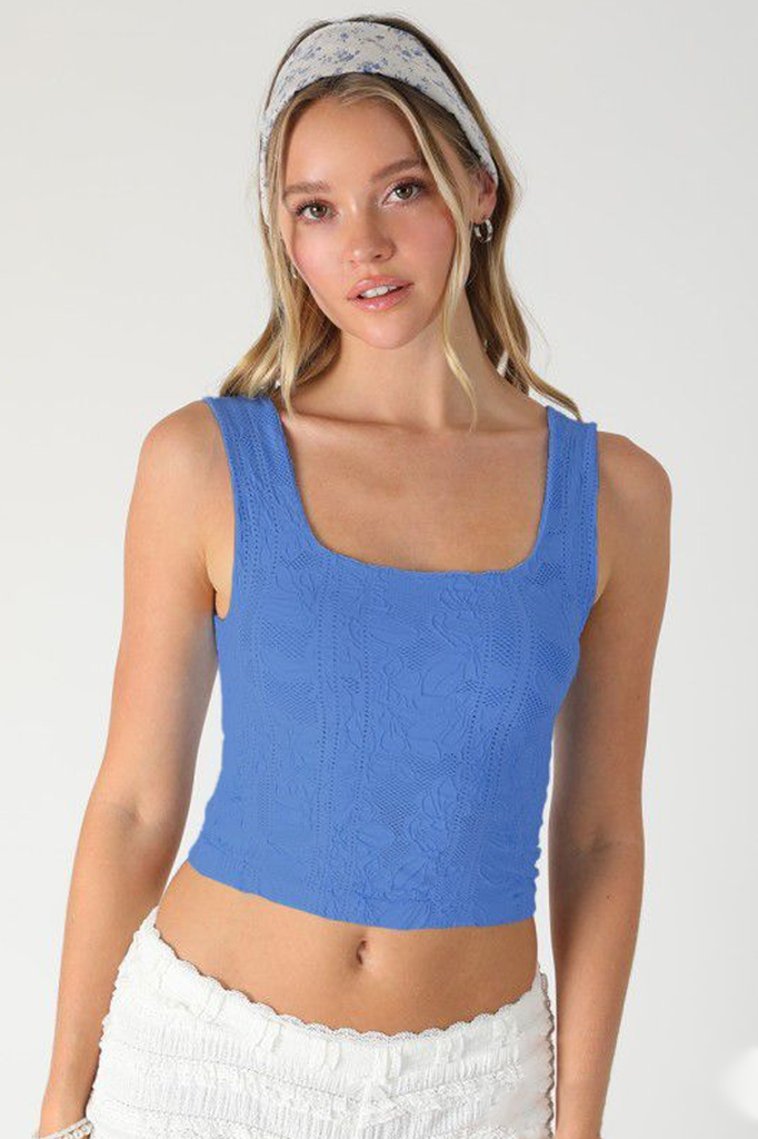 Top azul escote recto