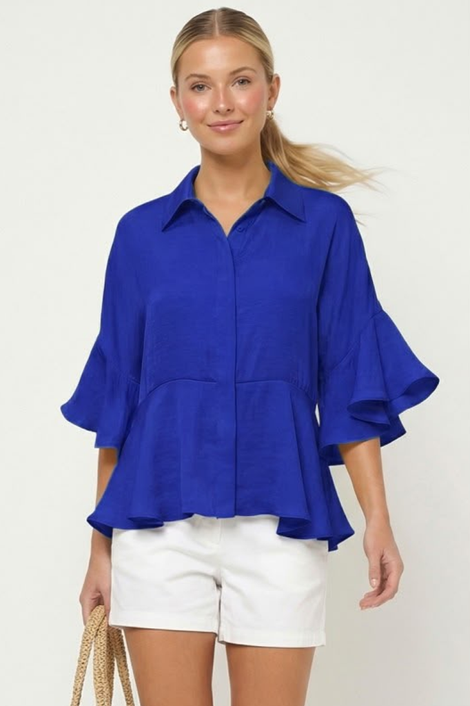Blusa peplum azul royal