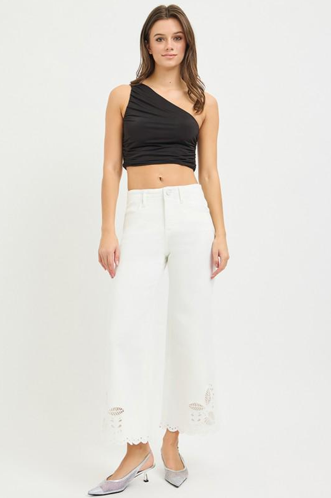Jeans blancos bordado