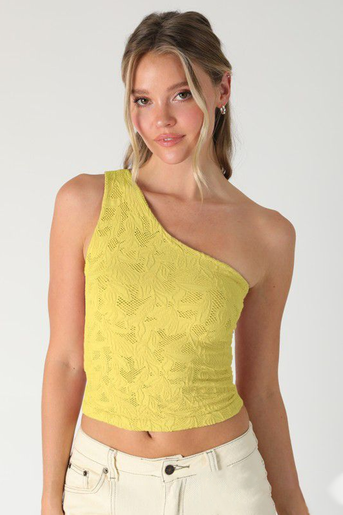 Top asimétrico amarillo