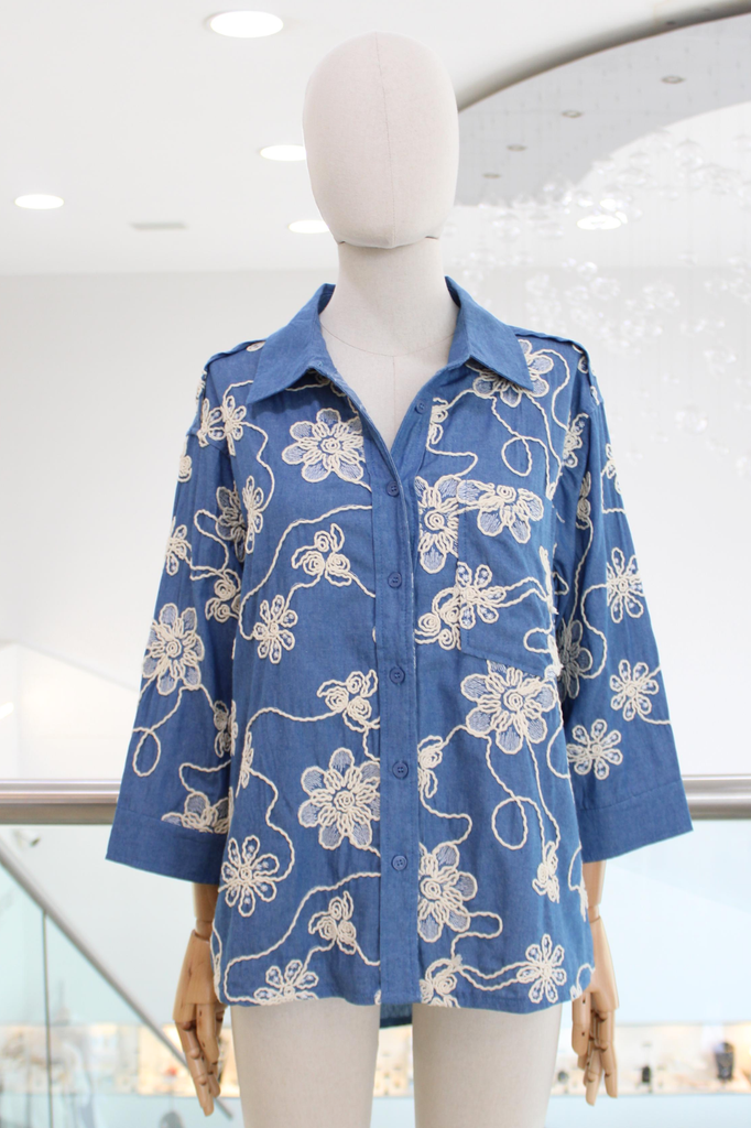 Camisa bordada azul 30/15%