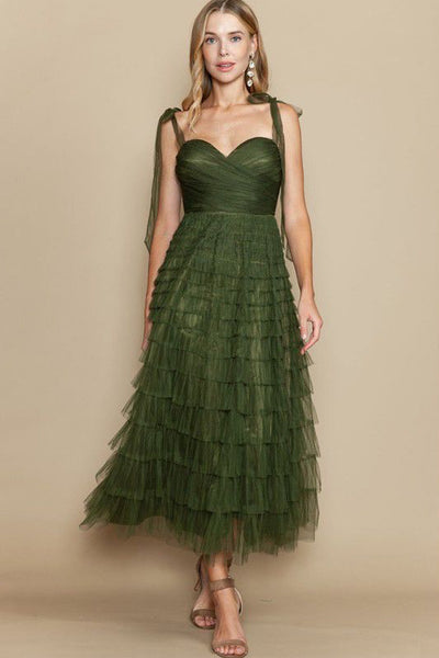 Vestido tul olivo