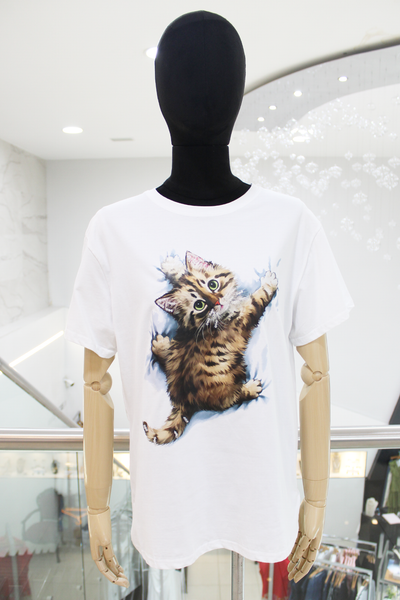 T-shirt blanca gatito