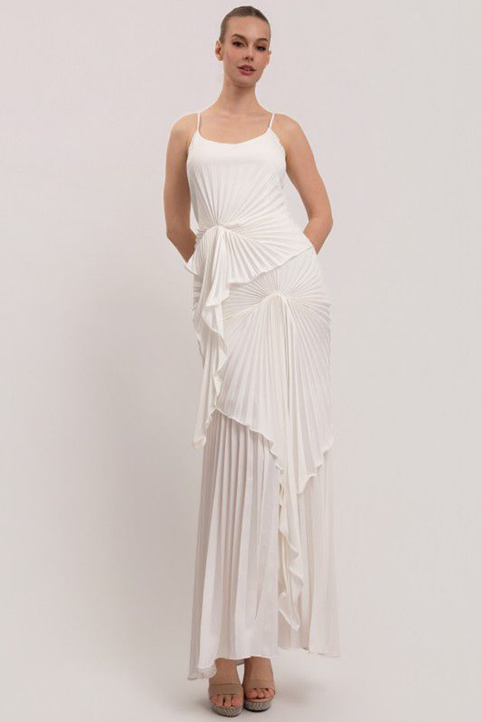 Vestido blanco plisado