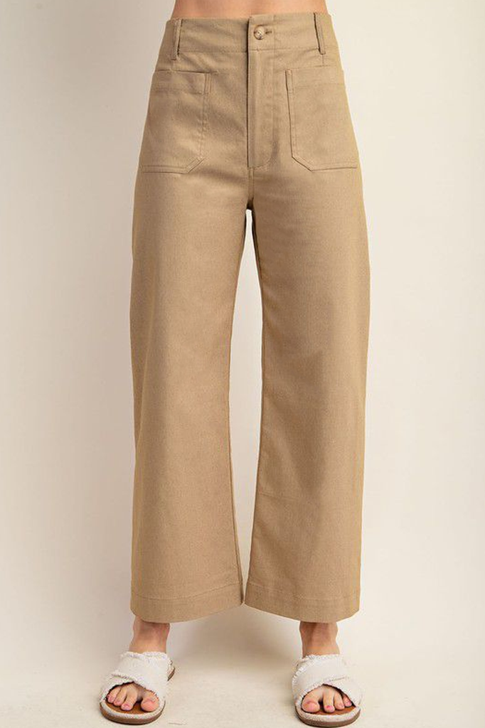 Pantalón highwaisted beige