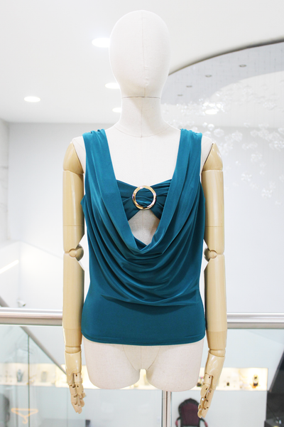 Blusa drapeada prusia
