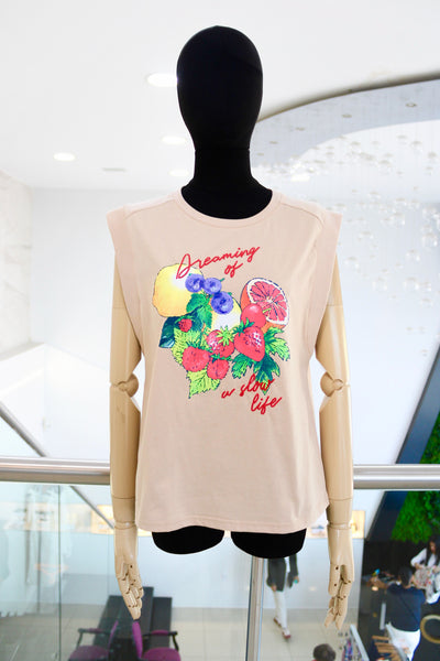 T-shirt beige frutas