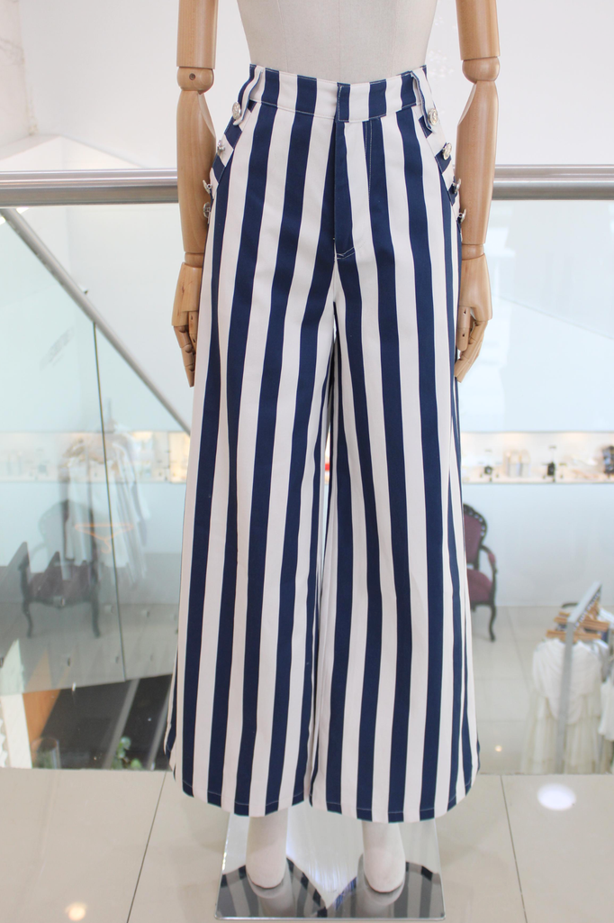 Pantalón rayas azul y blanco