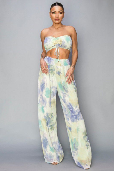 Conjunto top y pantalón acuarela