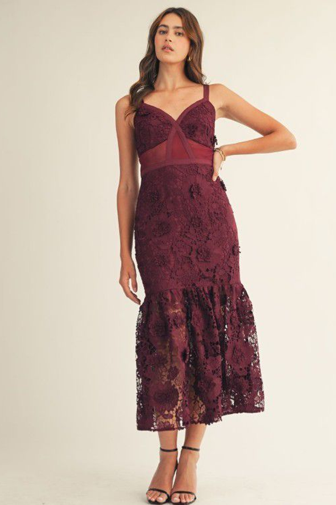 Vestido guipur burgundy