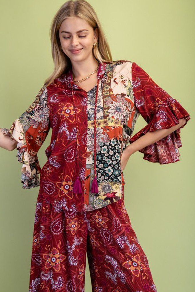 Blusa vino estampada