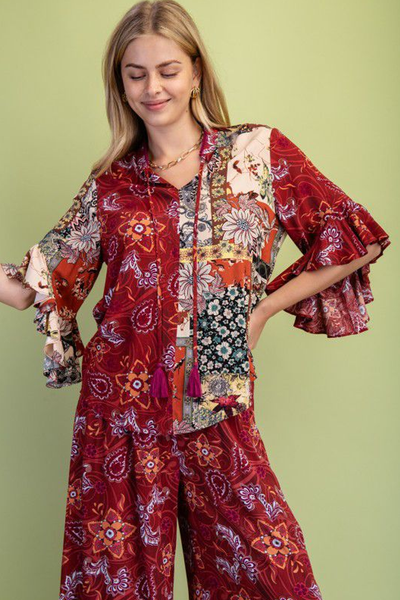 Blusa vino estampada