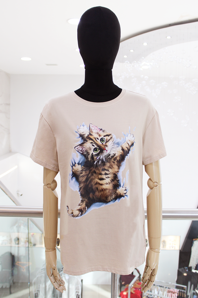 T-shirt beige gatito