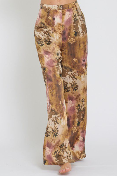 Pantalón satín floral