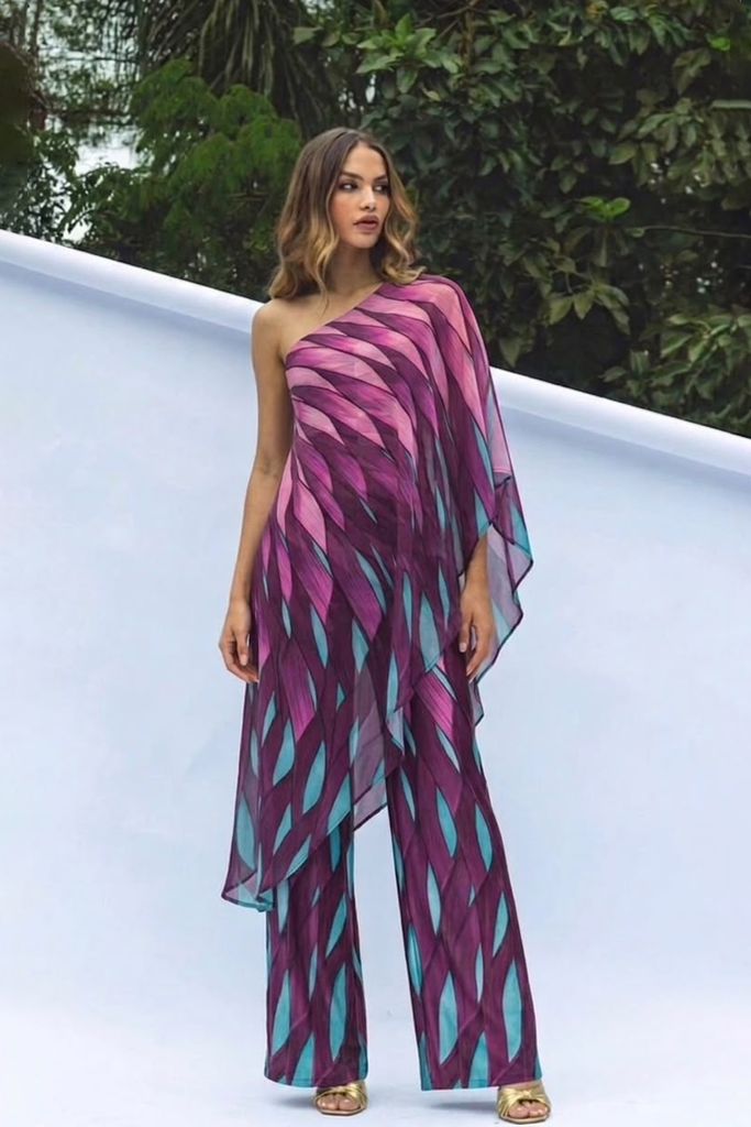 Palazzo estampado magenta