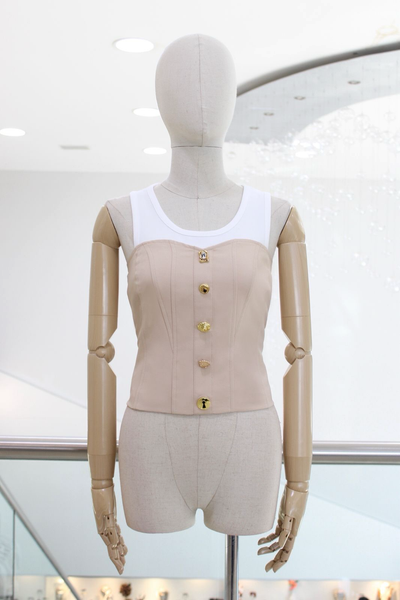 Blusa corset beige con top blanco