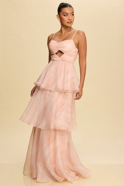 Vestido organza palo de rosa