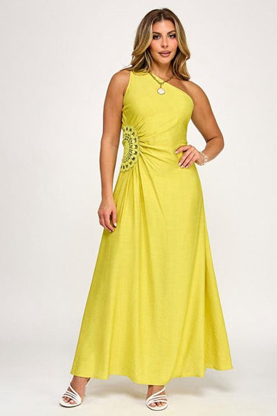 Vestido largo verde limón
