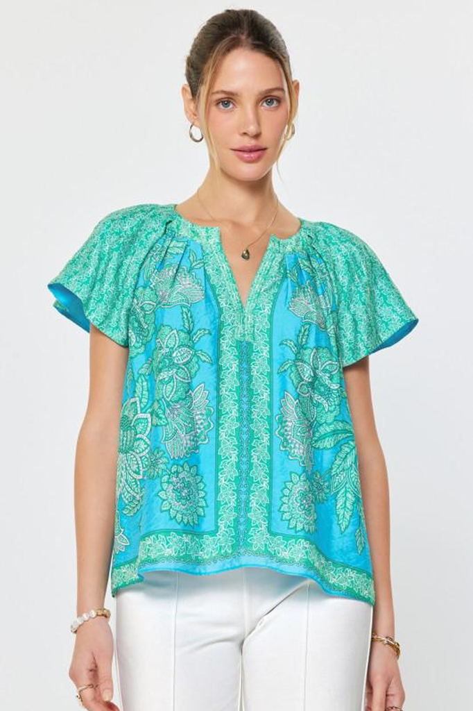 Blusa azul floral