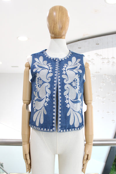 Chaleco denim bordado