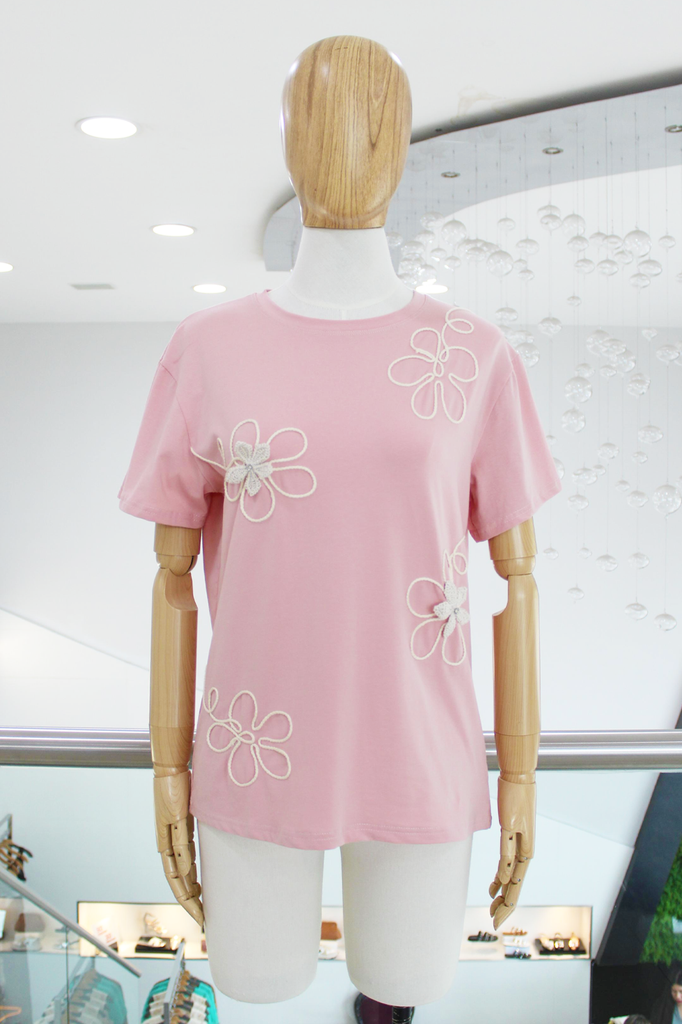 T-shirt rosa flores