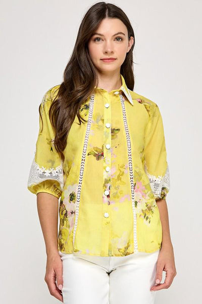 Blusa amarilla guipur