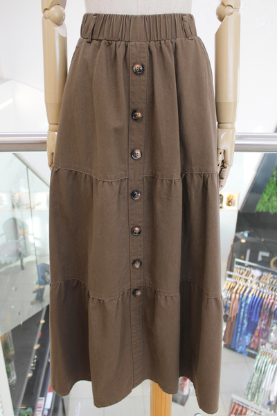 Falda denim café