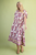 Vestido midi beige con magenta