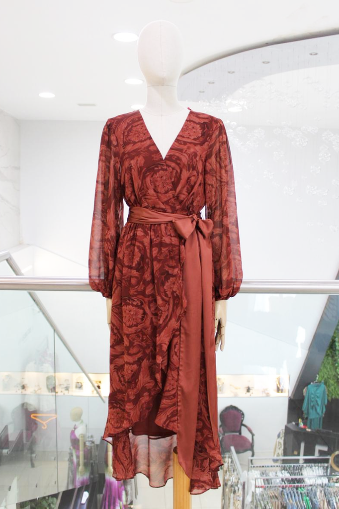 Vestido manga larga vino