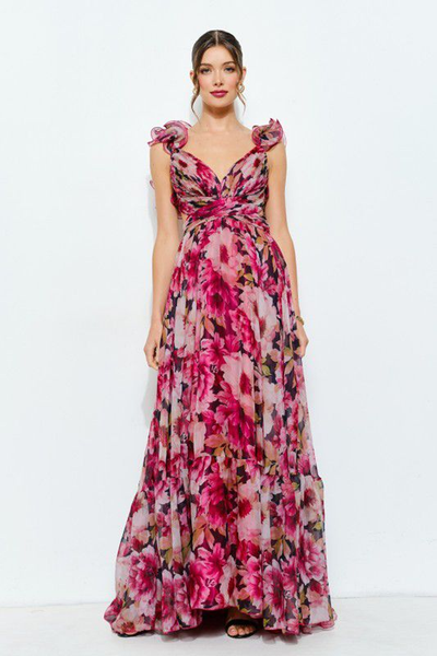 Vestido floral fucsia