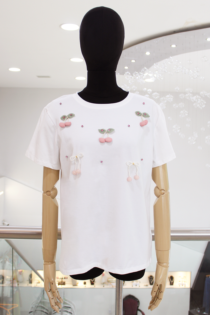 T-shirt blanca cherries