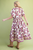 Vestido midi beige con magenta
