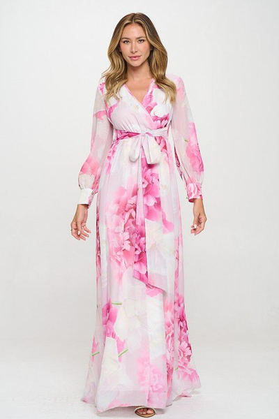 Vestido blanco y rosa