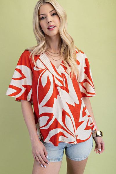 Blusa naranja estampada