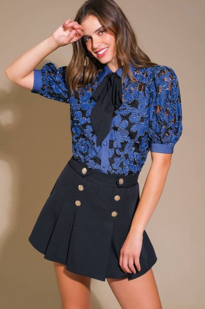 Blusa encaje denim