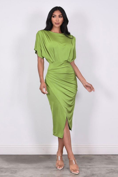 Vestido midi verde limón