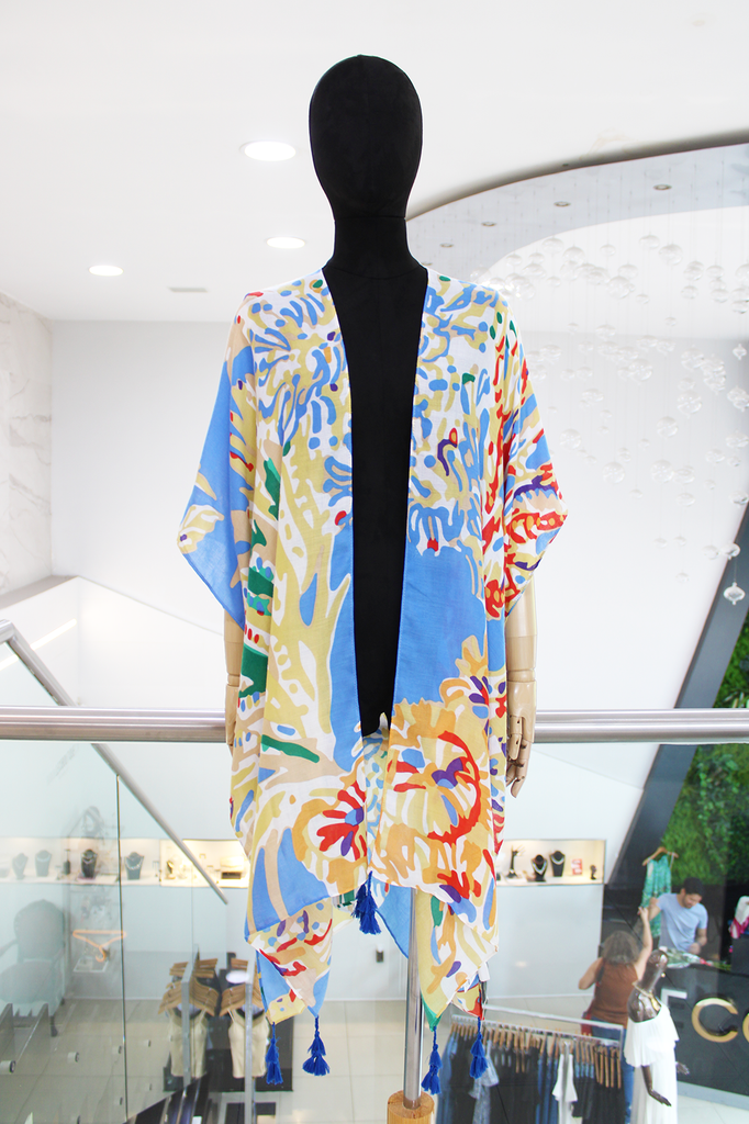 Kimono azul estampado