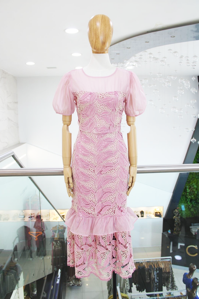 Vestido guipur rosa