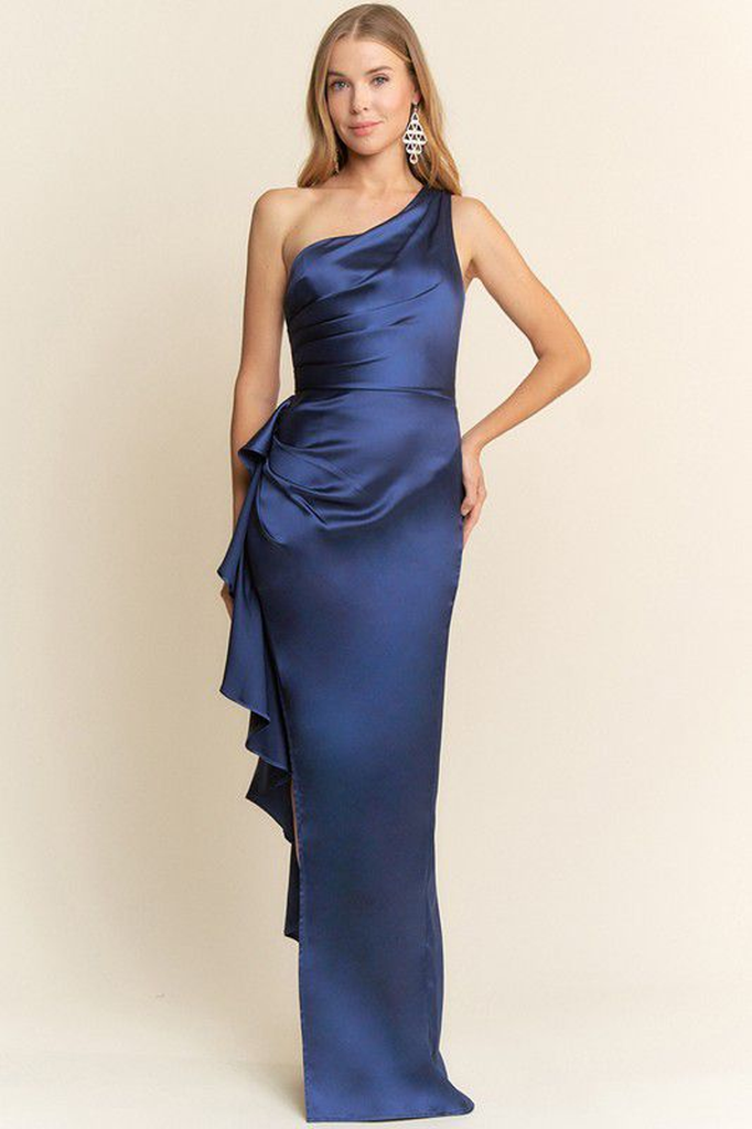 Vestido a un hombro marino