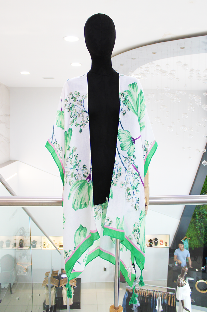 Kimono floral verde