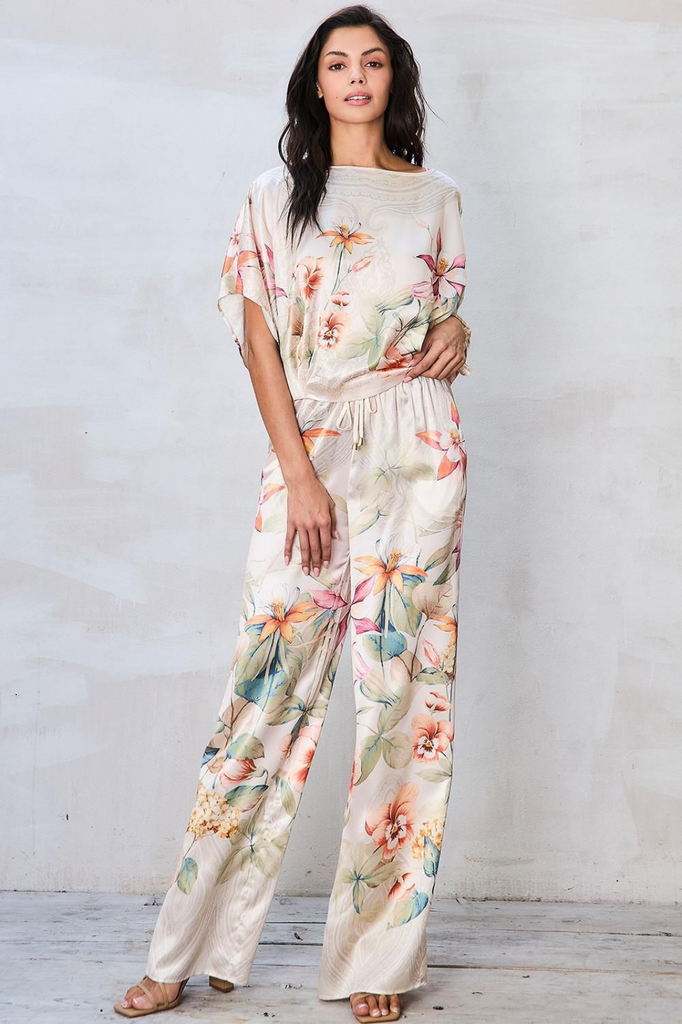 Conjunto satín floral