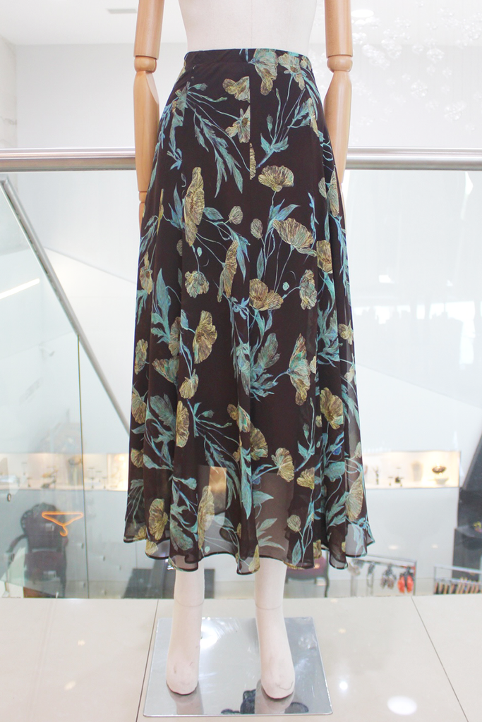 Falda café print floral