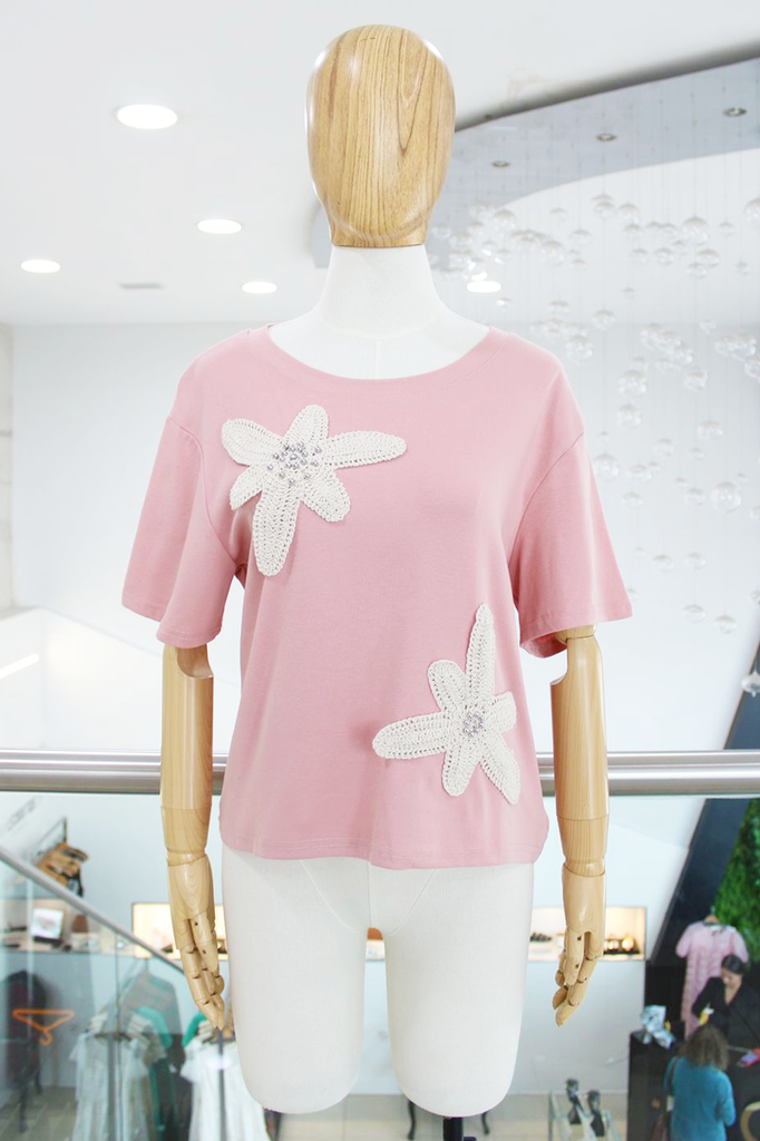 T-shirt rosa flores