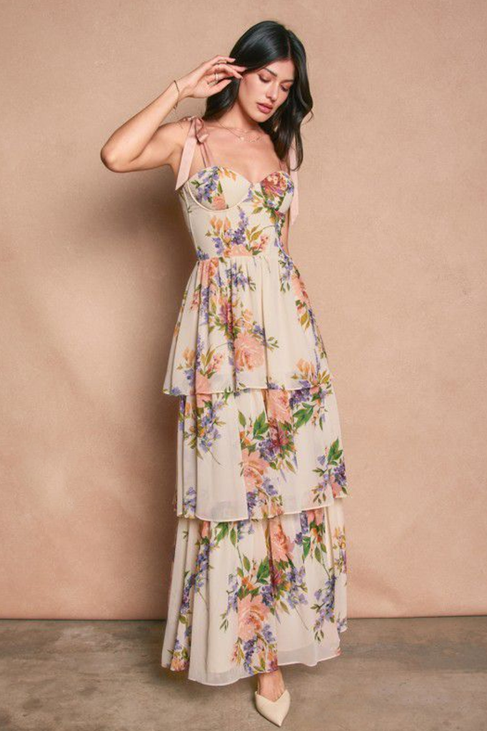 Vestido beige floral