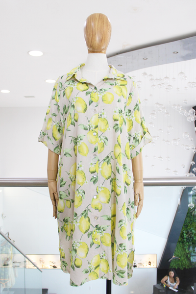Vestido camisero beige limones