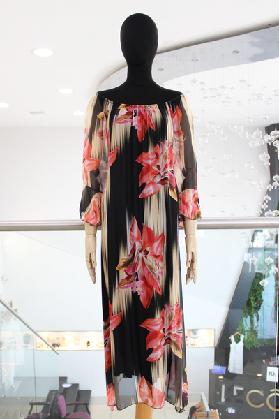 Vestido largo seda floral