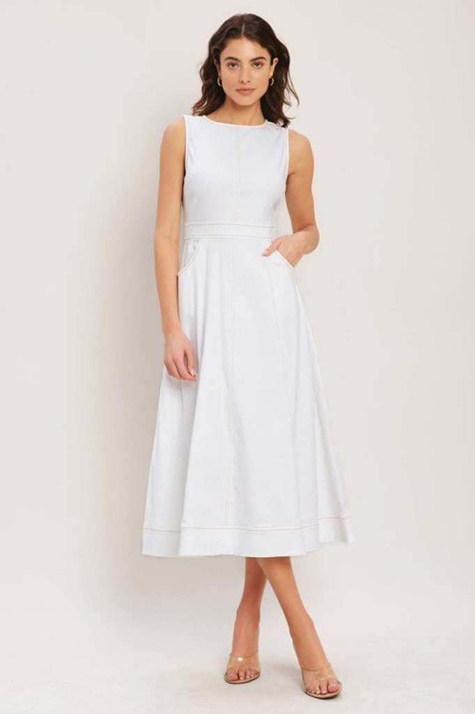Vestido midi denim blanco