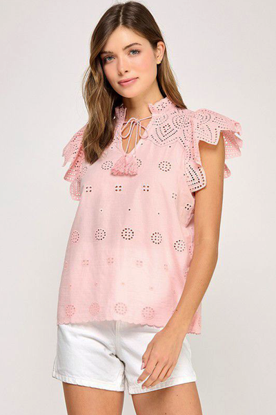 Blusa rosa volantes