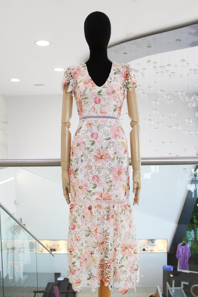Vestido guipur coral