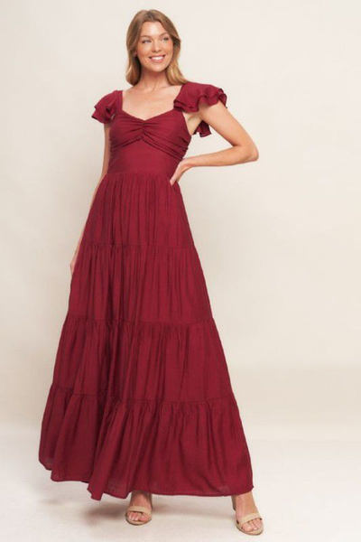 Vestido vino drapeado